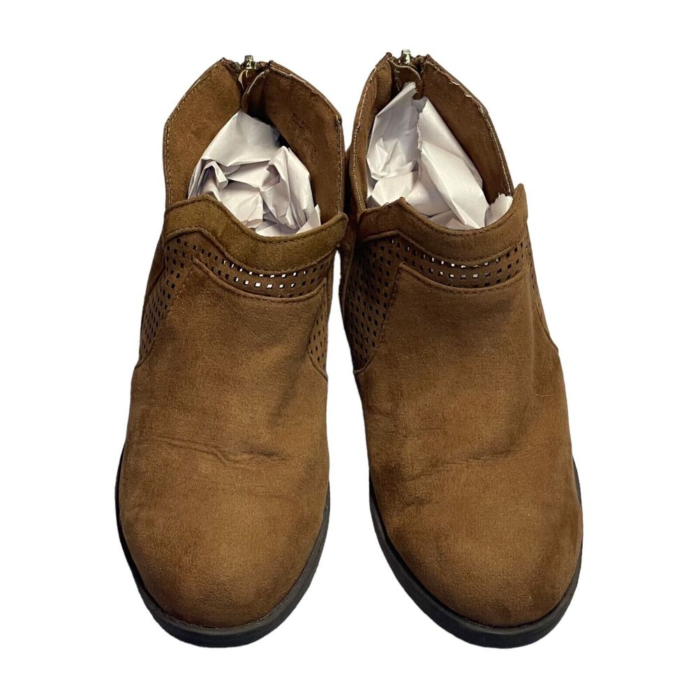 Kenneth Cole Reaction Wild South Girls Caramel Side Way Low Heel Ankle Bootie 4 - Picture 2 of 7